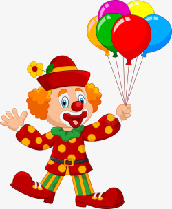 彩色的小丑小丑与气球矢量图高清图片