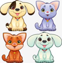 不同颜色不同表达卡通动物手绘宠物高清图片