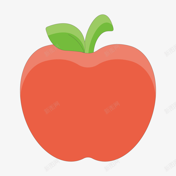 红色苹果矢量图ai免抠素材_新图网 https://ixintu.com 反光 扁平化 果实 树叶 水果 红色 质感 矢量图