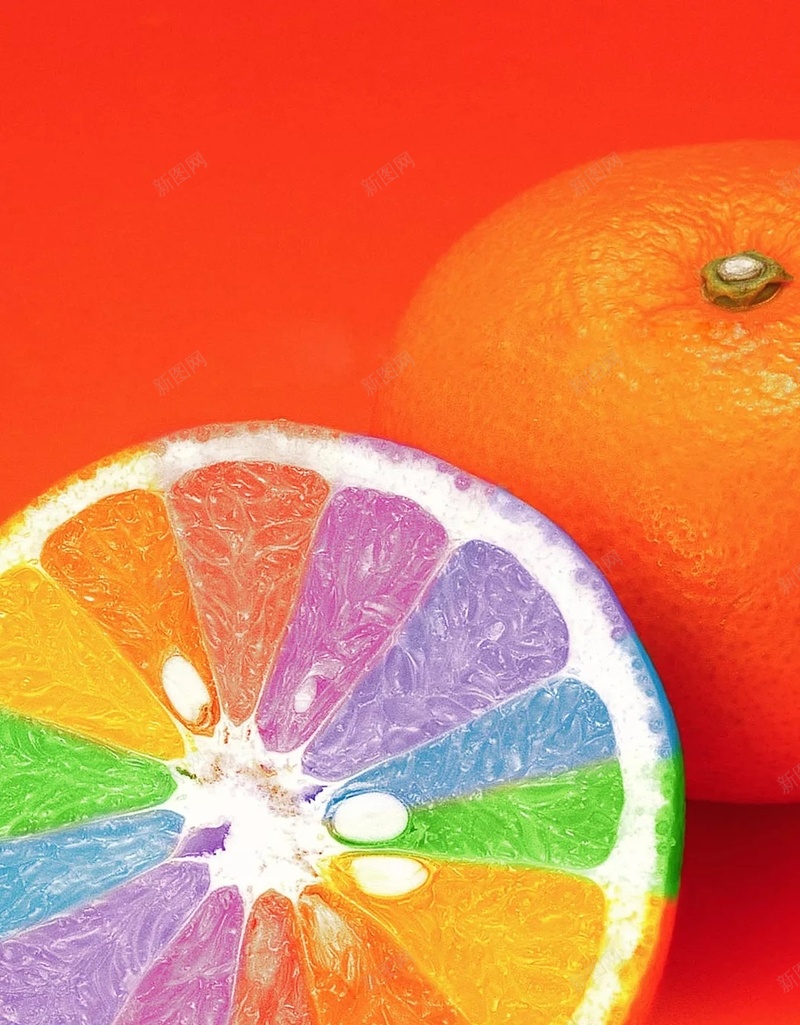 橙子多彩水果艺术H5背景jpg设计背景_新图网 https://ixintu.com 彩色 影子 橙子 橙色背景 水果 相近色 艺术设计 颜料