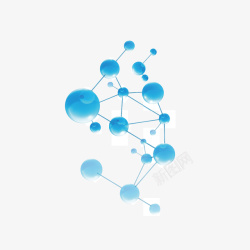生物分子素材蓝色分子结构立体球矢量图高清图片
