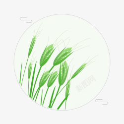 打稻谷手绘绿色的稻谷元素高清图片