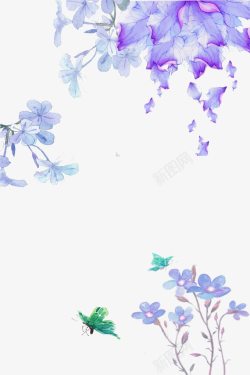 紫色清新唯美花朵装饰图案素材