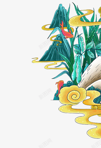 中国风手绘插画山水植物png免抠素材_新图网 https://ixintu.com 中国风 山水 手绘 插画 植物 装饰元素