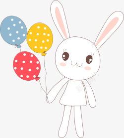 兔子气球拿气球的兔子矢量图高清图片