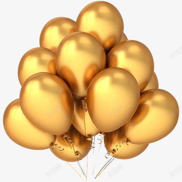 金色气球氢气球元素png免抠素材_新图网 https://ixintu.com 元素 气球 氢气 金色