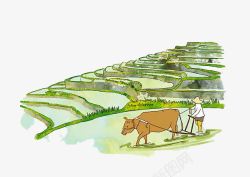 水彩插图农地收割水彩插图农地种植耕种高清图片