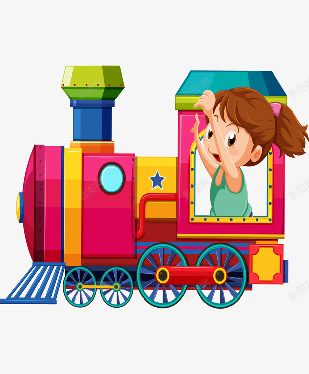 坐在火车上的小女孩png免抠素材_新图网 https://ixintu.com 卡通 可爱 多彩 小女孩 手绘 漂亮 火车 简约