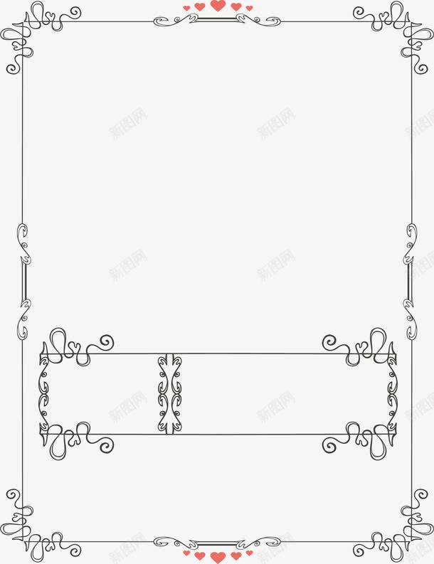 小清新灰色边框png免抠素材_新图网 https://ixintu.com 小清新边框 弯曲藤蔓 灰色藤蔓 灰色边框 简约 红色爱心