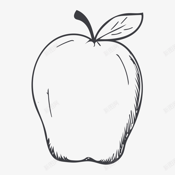 线描苹果png免抠素材_新图网 https://ixintu.com 一个苹果 手绘苹果 水果 粗线条 线描苹果 苹果 食物 黑白苹果
