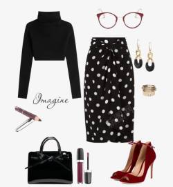 眼镜和钢笔黑色衣和半身裙高清图片