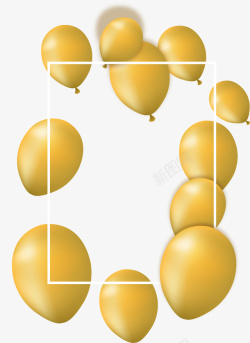 一堆金儿童节金色气球装饰高清图片