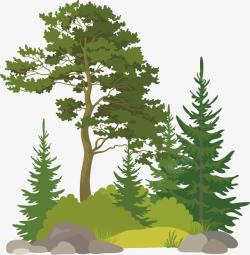 指纹树效果水彩环保规划手绘园林植物景观树高清图片