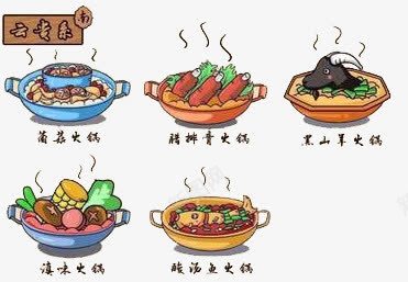 云贵派美食png免抠素材_新图网 https://ixintu.com 手绘 火锅 肉片 蔬菜 集合