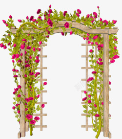 采购产品花卉实物木头室外花园拱门花藤高清图片