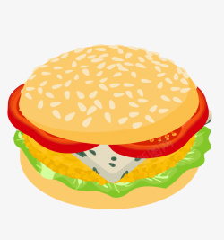 西餐鸡排手绘卡通鸡排汉堡图标高清图片