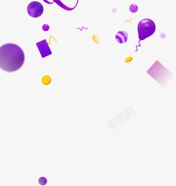 紫金紫色气球金币圆球卡通背景高清图片