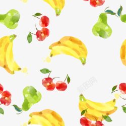 青香蕉水彩香蕉樱桃底纹高清图片