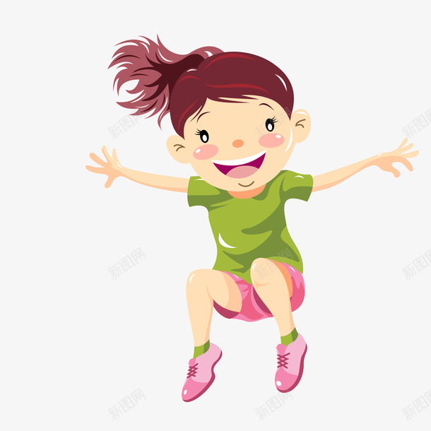 卡通跳起来的女孩人物png免抠素材_新图网 https://ixintu.com 人物设计 儿童生活节 天猫校园季 校园运动会 跳起来 高兴的跳起来
