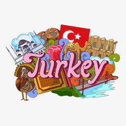土耳其地标建筑文化旅游宣传矢量图素材
