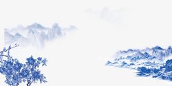 中国风秋天树中国风山水画高清图片