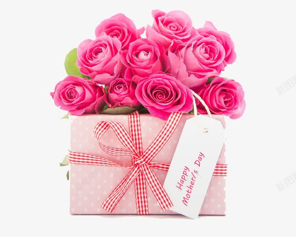 粉色的鲜花装饰png免抠素材_新图网 https://ixintu.com 包装 玫瑰花 礼物 粉红色