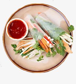 小吃饮食传统春卷小吃高清图片