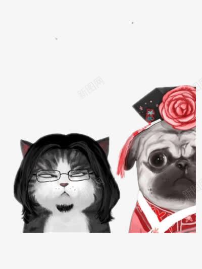 猫与狗的婚礼png免抠素材_新图网 https://ixintu.com 婚礼 狗 猫