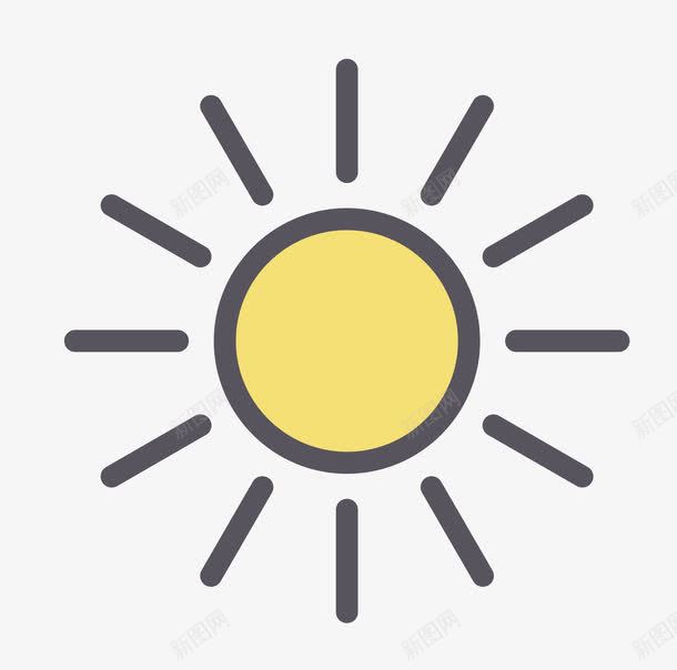 简笔太阳png免抠素材_新图网 https://ixintu.com 卡通 圆形 太阳 手绘 简图 线条 黄色 黑色
