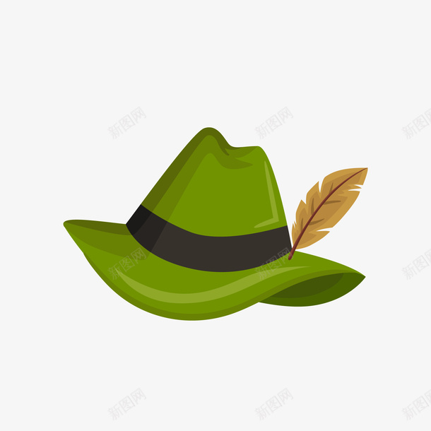 绿色的帽子矢量图ai免抠素材_新图网 https://ixintu.com 卡通 帽子设计 服饰搭配 绿帽子 绿色 羽毛 矢量图