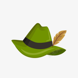 帽子羽毛绿色的帽子矢量图高清图片