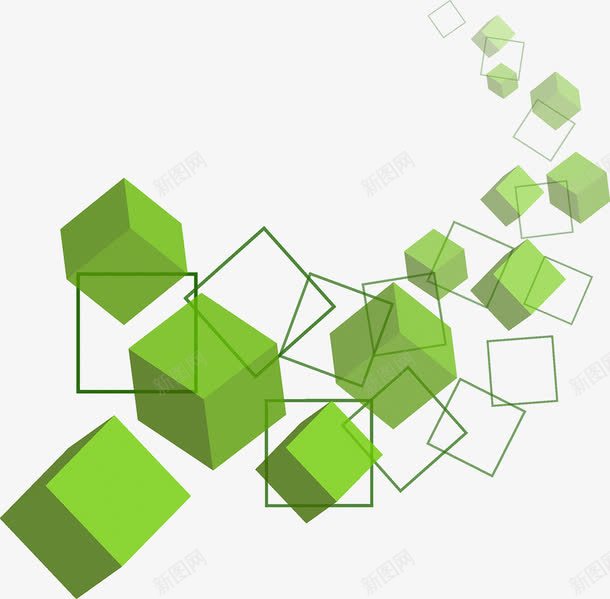 绿色正方体png免抠素材_新图网 https://ixintu.com 几何 图形 正方体 正方体组合 正方形 空间 绿色 背景