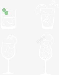 冰效果装有冰块的饮品线描矢量图高清图片