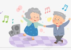 奶奶孙子卡通跳舞的老人高清图片