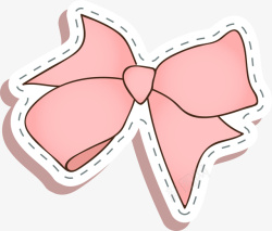 粉色贴纸粉色线条蝴蝶结高清图片
