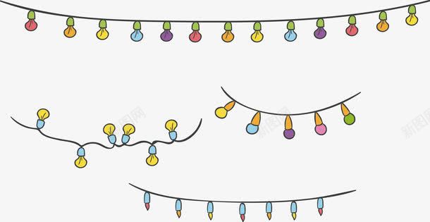 彩灯串png免抠素材_新图网 https://ixintu.com 可爱 小彩旗素材 彩旗 彩灯串 彩色 手绘 旗帜 背景 装饰 边框