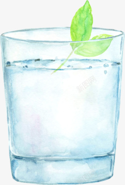 杯水卡通手绘蓝色的水高清图片