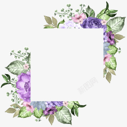 相框花朵手绘花卉花草边框相框高清图片