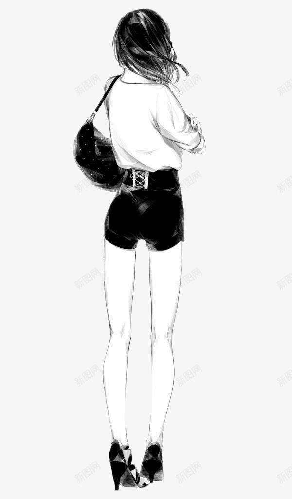 背对的人png免抠素材_新图网 https://ixintu.com 少女 手绘 时尚 简约 背对着的人 背面 苗条 黑板
