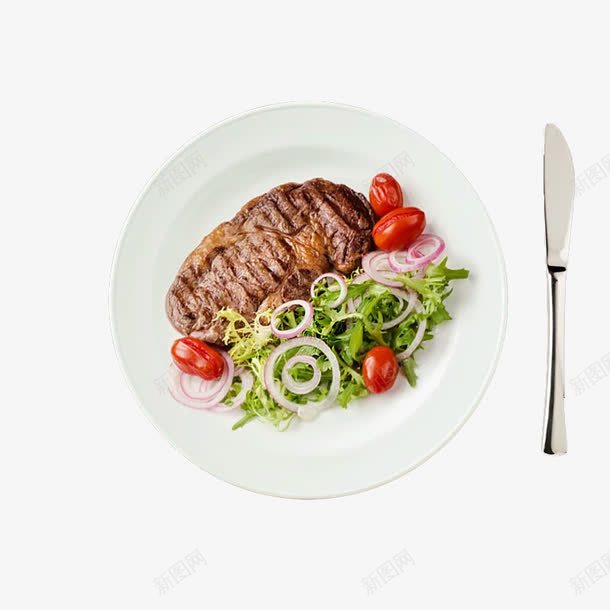 美味牛排png免抠素材_新图网 https://ixintu.com 减肥餐 圣女果 牛排 牛排套餐 蔬菜沙拉 西餐 西餐刀具