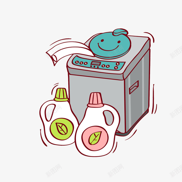 卡通创意洗衣机图png免抠素材_新图网 https://ixintu.com 创意的 卡通 可爱的 手绘 插图 洗衣机 洗衣机场景 洗衣液