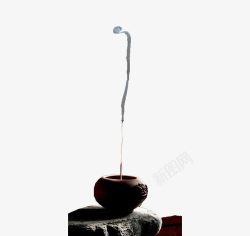 立香炉佛教用品香烟袅袅紫砂香炉禅文化高清图片