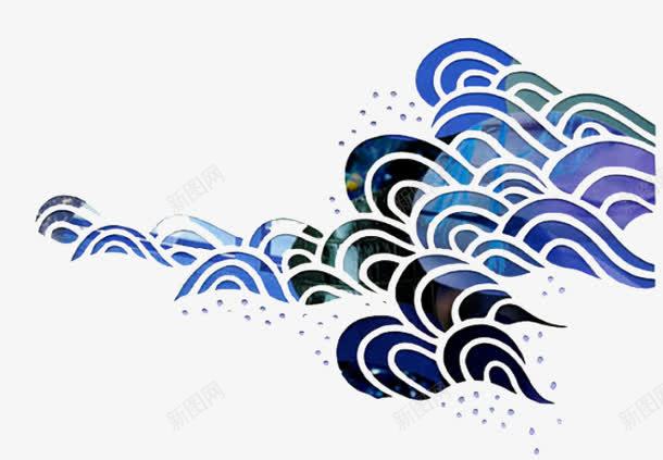蓝色和风png免抠素材_新图网 https://ixintu.com 和风 和风底纹 底纹 蓝色 装饰