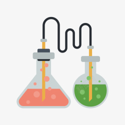 彩色实验器材彩色化学反应实验瓶子元素矢量图高清图片