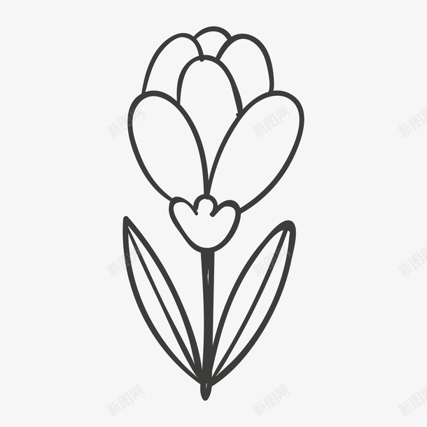 花朵简易画图标png_新图网 https://ixintu.com 儿童画 手绘花朵 粗线条 线描花朵 花朵简易画 黑白花朵