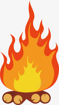 木材烧火手绘红色火苗高清图片