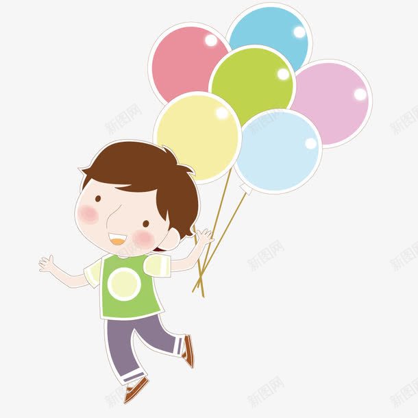 小朋友拿着气球png免抠素材_新图网 https://ixintu.com 卡通 小朋友 插画 气球 矢量人物