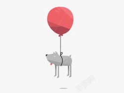 网页北极熊气球扁平化卡通形象高清图片