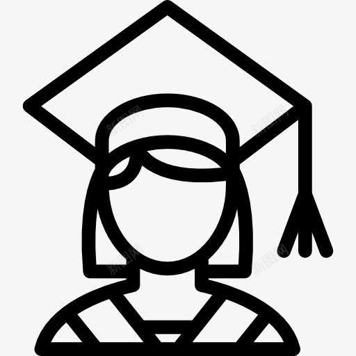 女孩毕业图标png_新图网 https://ixintu.com 大学 学士 学校毕业 教育 毕业