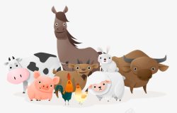家庭结构可爱的动物家族卡通插画高清图片